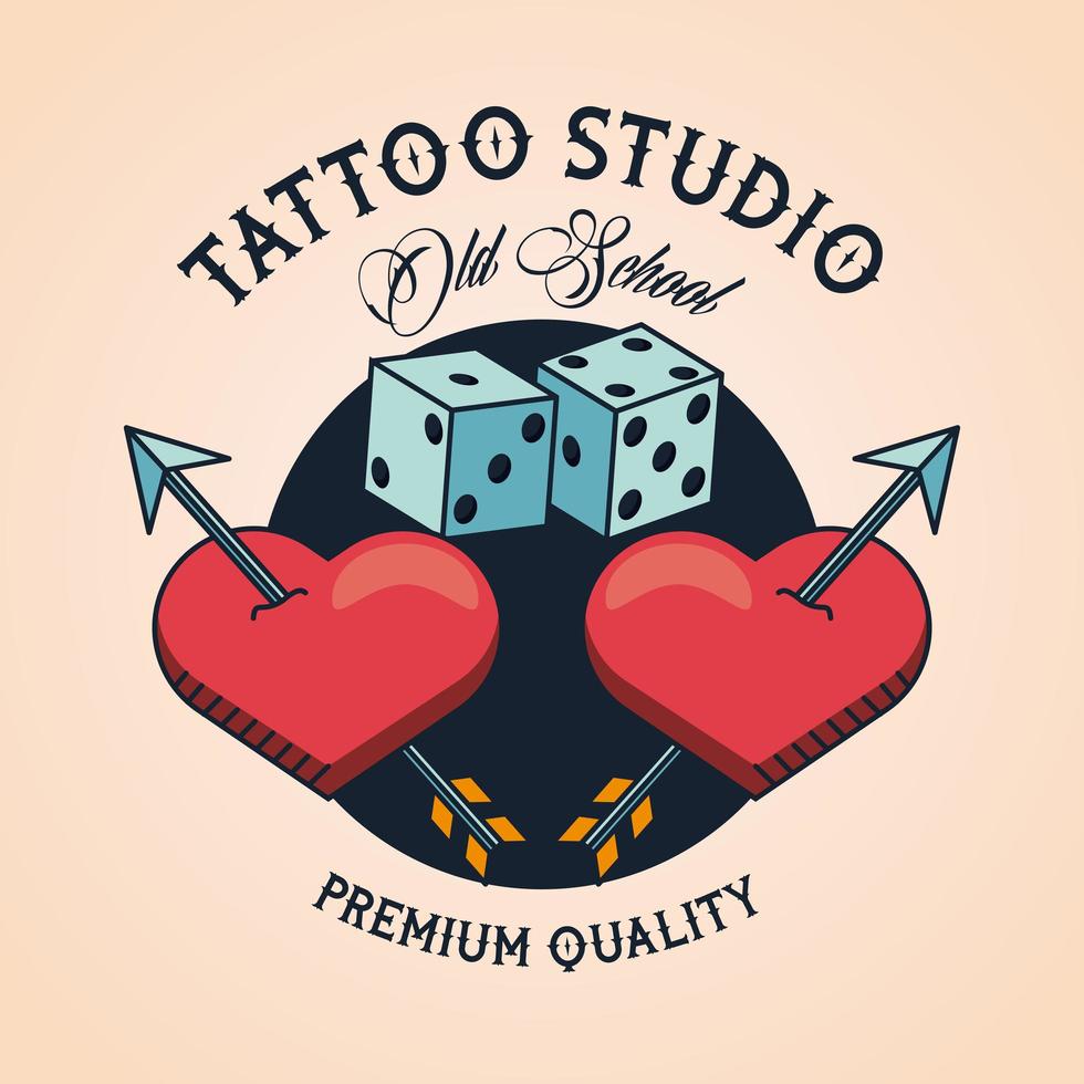 cuori e dadi tattoo studio immagine artistica vettore