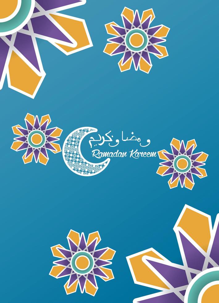 carta di ramadan kareem con mandala e luna vettore
