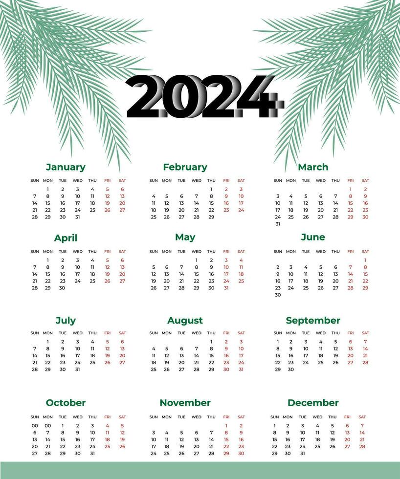 unico e creativo calendario design modello 2024 vettore