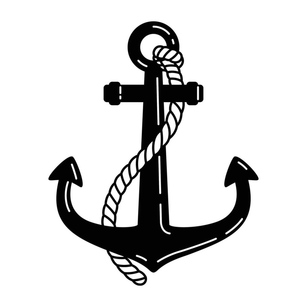 ancora vettore icona logo corda barca pirata timone marittimo nautico illustrazione simbolo grafico