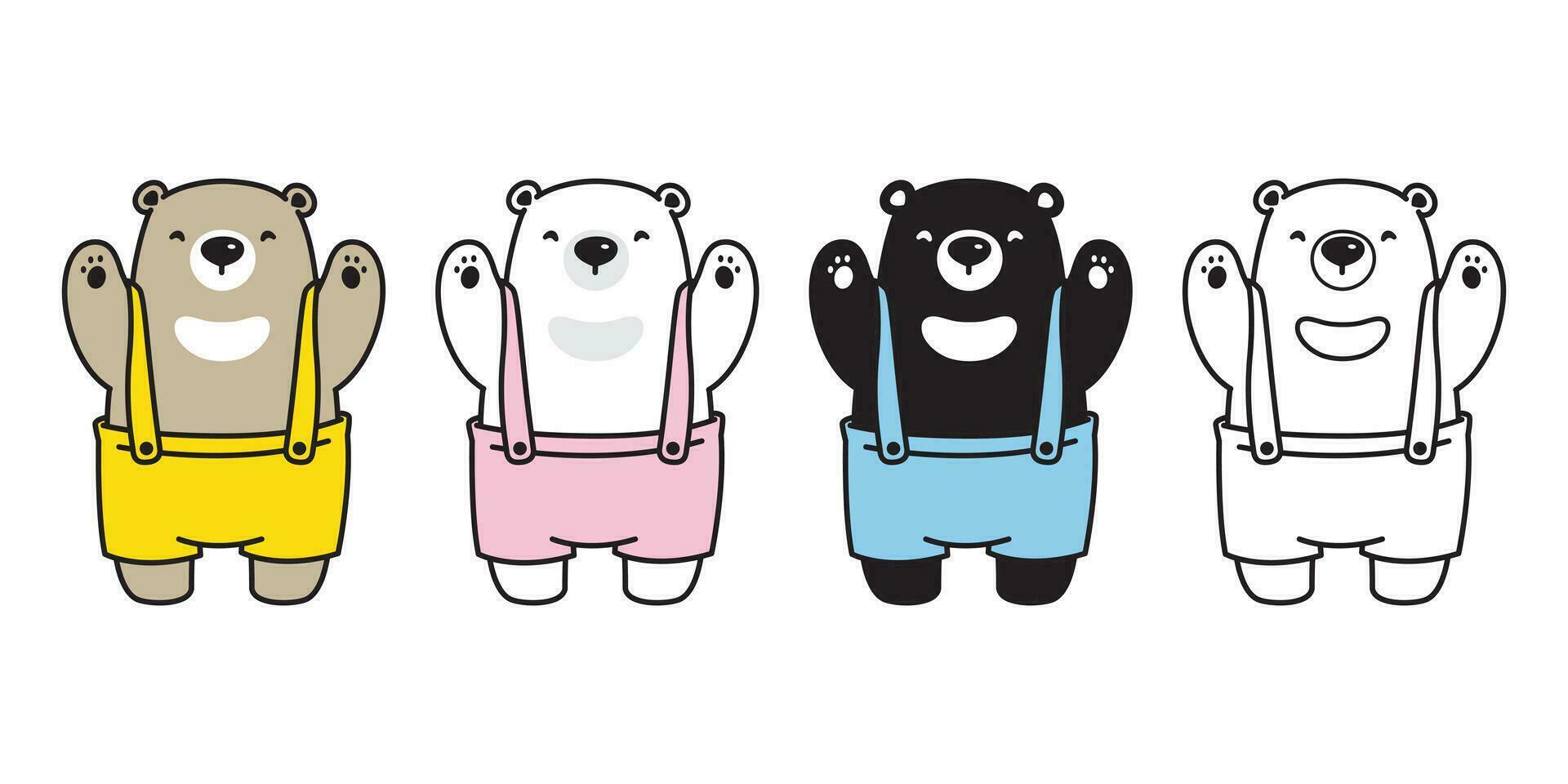 orso vettore polare orso bavaglino tuta da lavoro cartone animato personaggio icona logo illustrazione