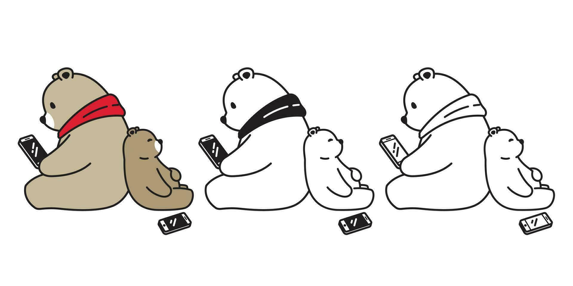 orso vettore polare orso smartphone tavoletta cartone animato personaggio icona logo illustrazione