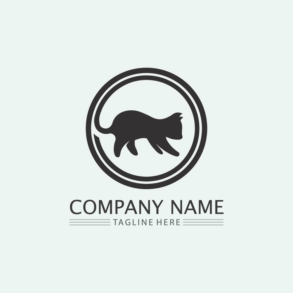 logo gatto e vettore icona animale impronta gattino calico logo cane simbolo personaggio dei cartoni animati segno illustrazione doodle design