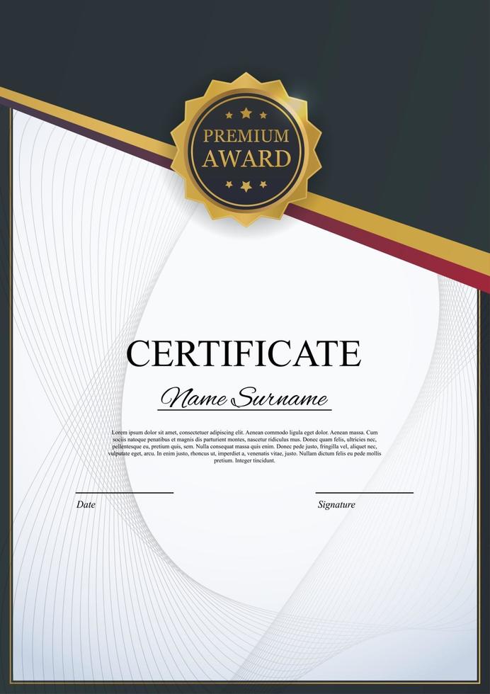 certificato modello sfondo premio diploma design vuoto vettore