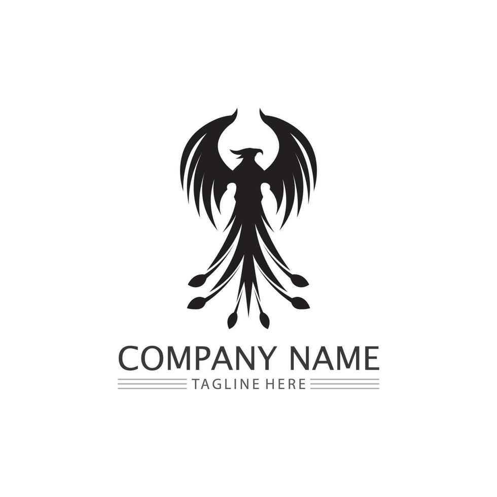 simbolo dell'uccello fenice e illustrazione vettoriale di design del logo