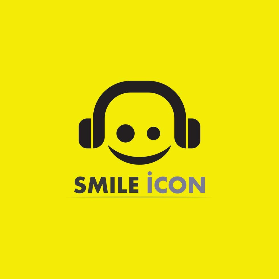 icona sorriso, sorriso, disegno vettoriale logo felice business emoticon, design divertente e vettore emoji felicità