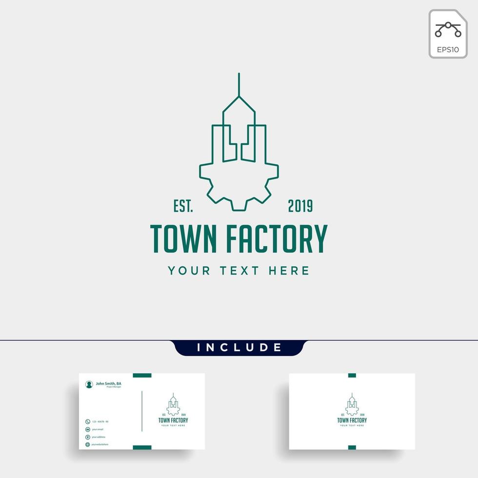 città industria logo design casa fabbrica icona vettore isolato
