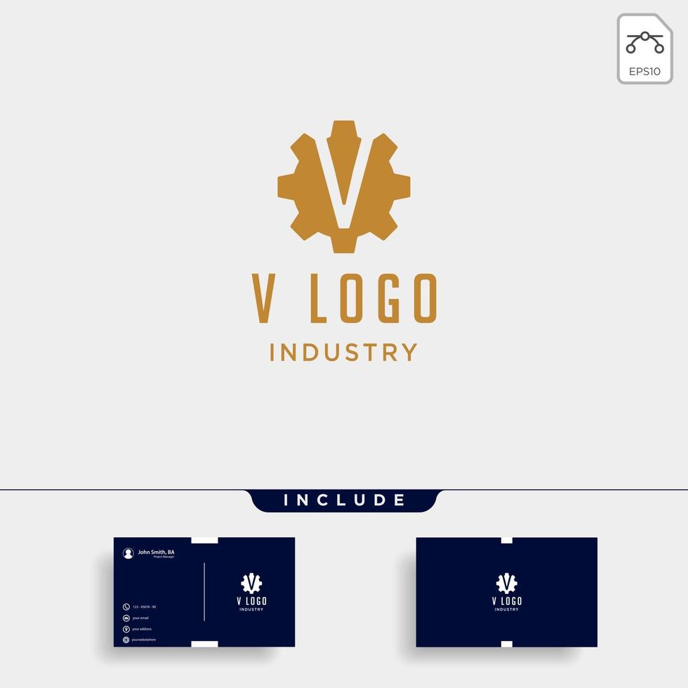 Ingranaggio logo macchina iniziale v industria icona vettore design