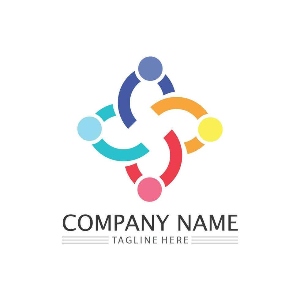 logo della comunità persone lavorano team e business vector logo e design gruppo famiglia