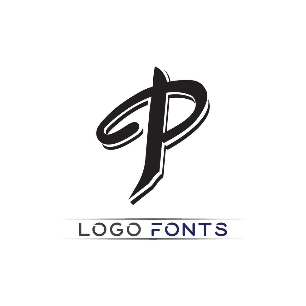 p lettera e font logo p design vettore identità aziendale società
