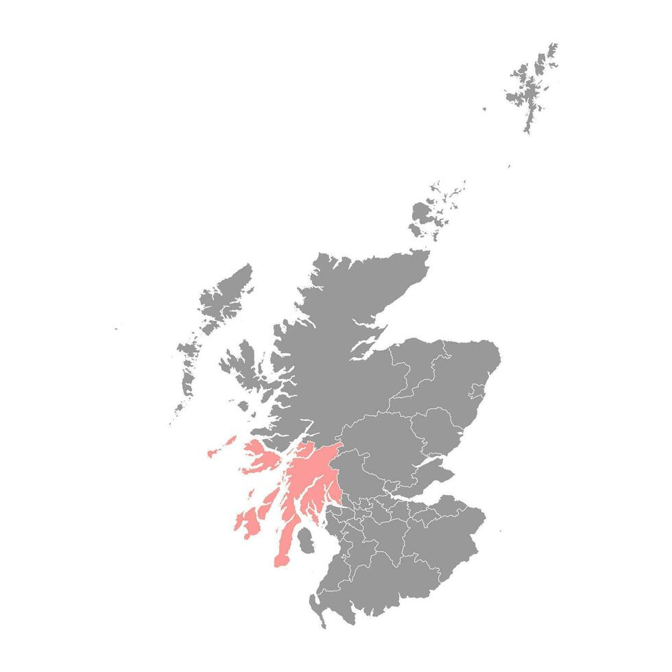 argyll e bute carta geografica, consiglio la zona di Scozia. vettore illustrazione.