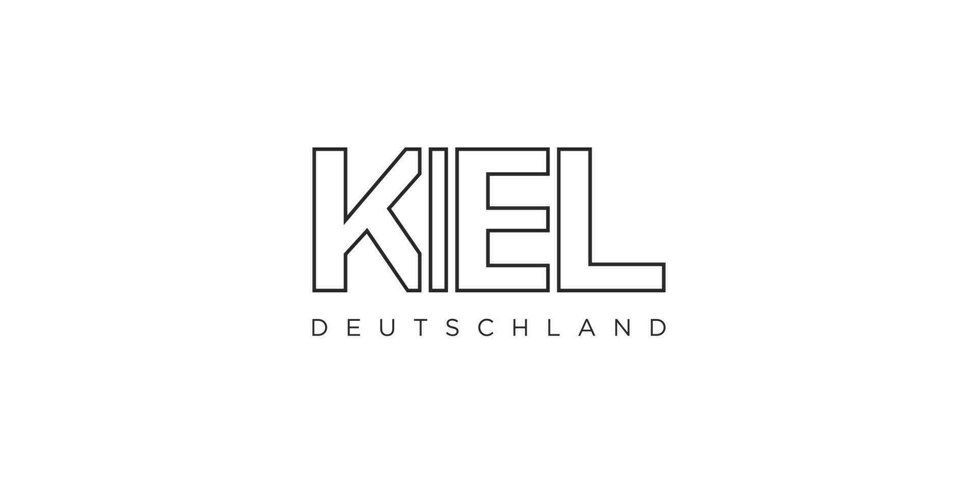 kiel Germania, moderno e creativo vettore illustrazione design con il città di Germania come un' grafico simbolo e testo elemento, impostato contro un' bianca sfondo, è Perfetto per viaggio banner