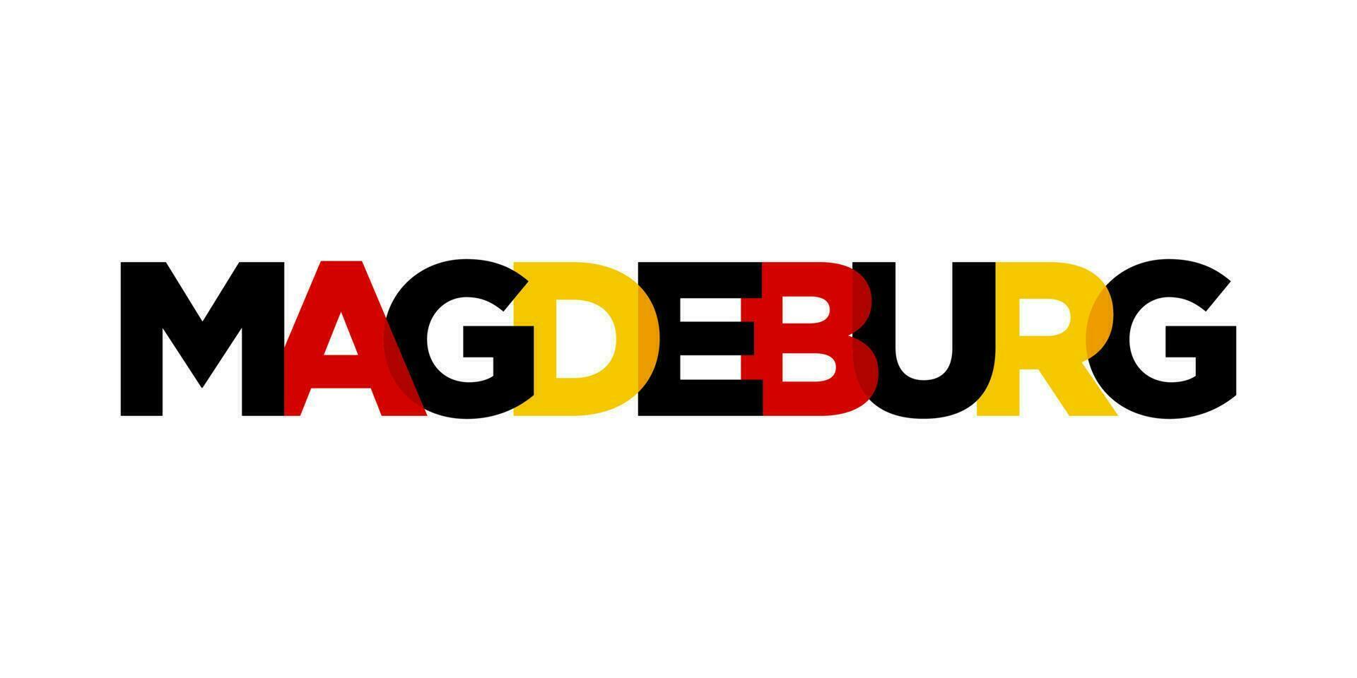 magdeburg Germania, moderno e creativo vettore illustrazione design con il città di Germania come un' grafico simbolo e testo elemento, impostato contro un' bianca sfondo, è Perfetto per viaggio banner