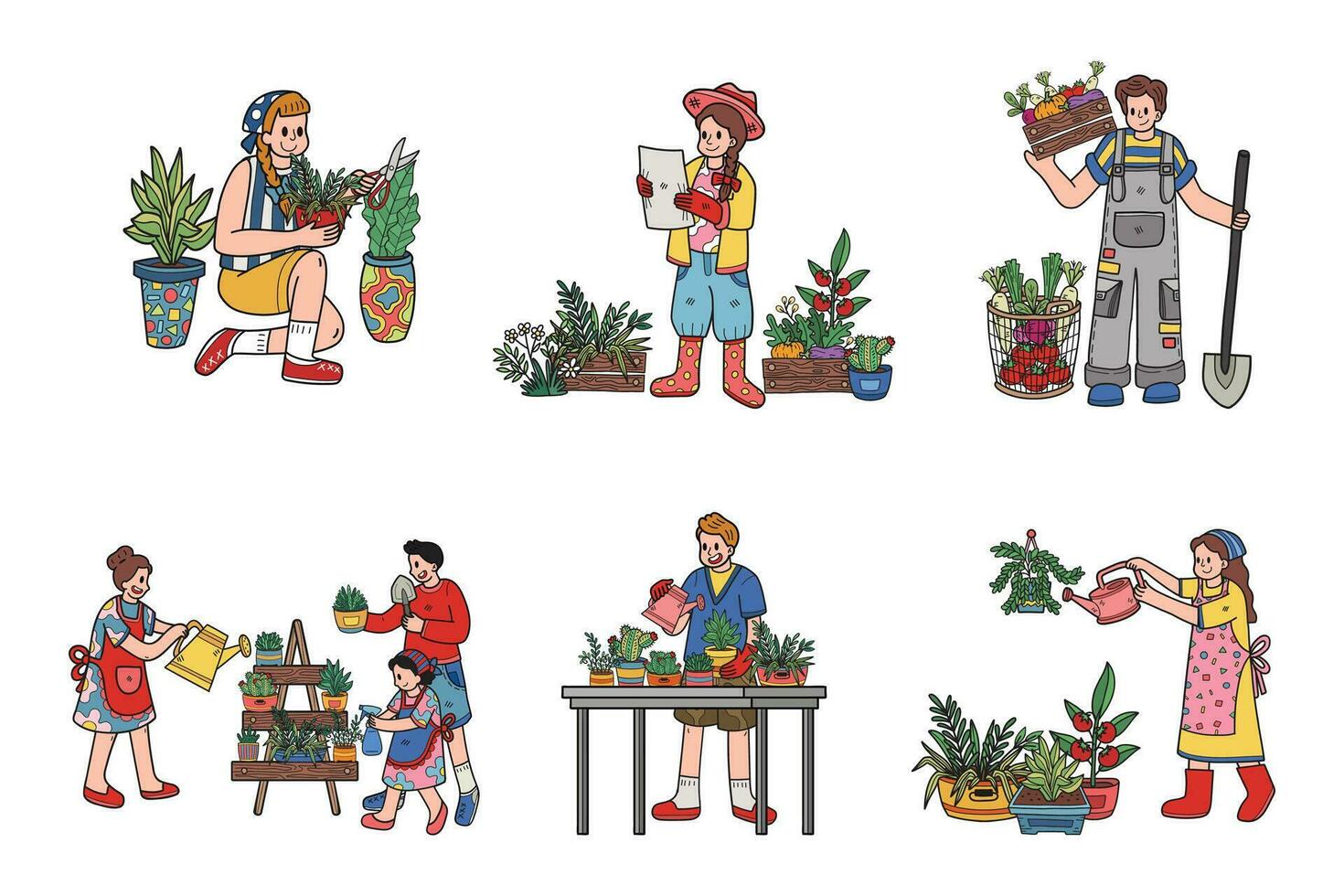 mano disegnato urbano agricoltura con agricoltori collezione nel piatto stile illustrazione per attività commerciale idee vettore