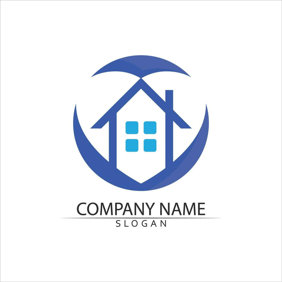 modello di icone del logo di edifici immobiliari e domestici vettore