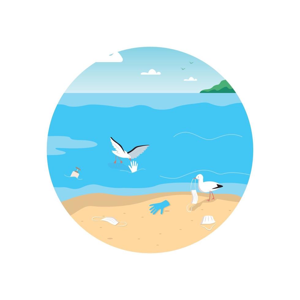 icona web di vettore 2d spiaggia sporca vuota