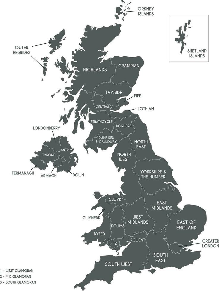 vettore carta geografica di UK con amministrativo divisioni. modificabile e chiaramente etichettato strati.