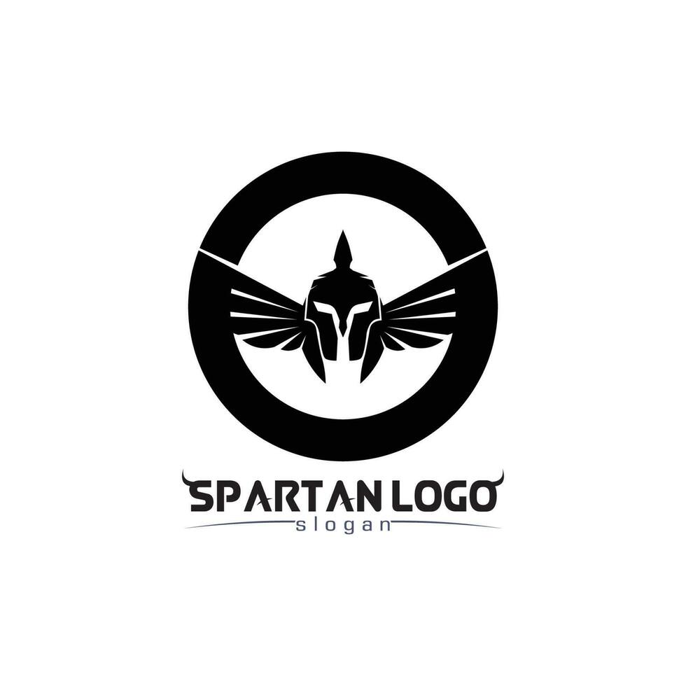 spartano logo nero gladiatore e vettore design casco e testa nero