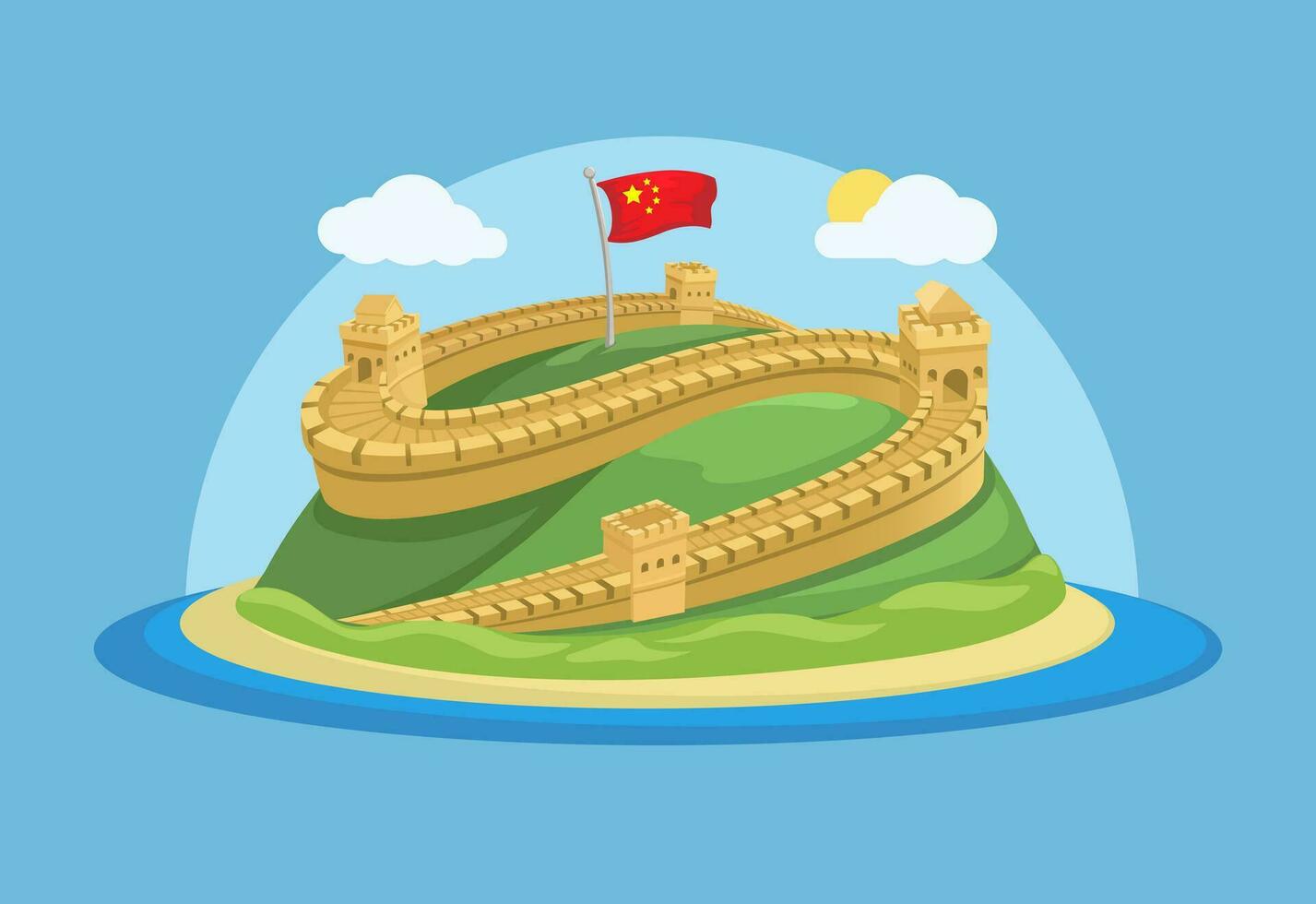 grande parete di Cina famoso punto di riferimento cartone animato illustrazione vettore
