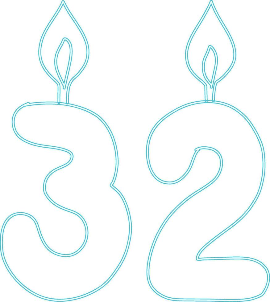 numero 32 con candela festivo design. vettore