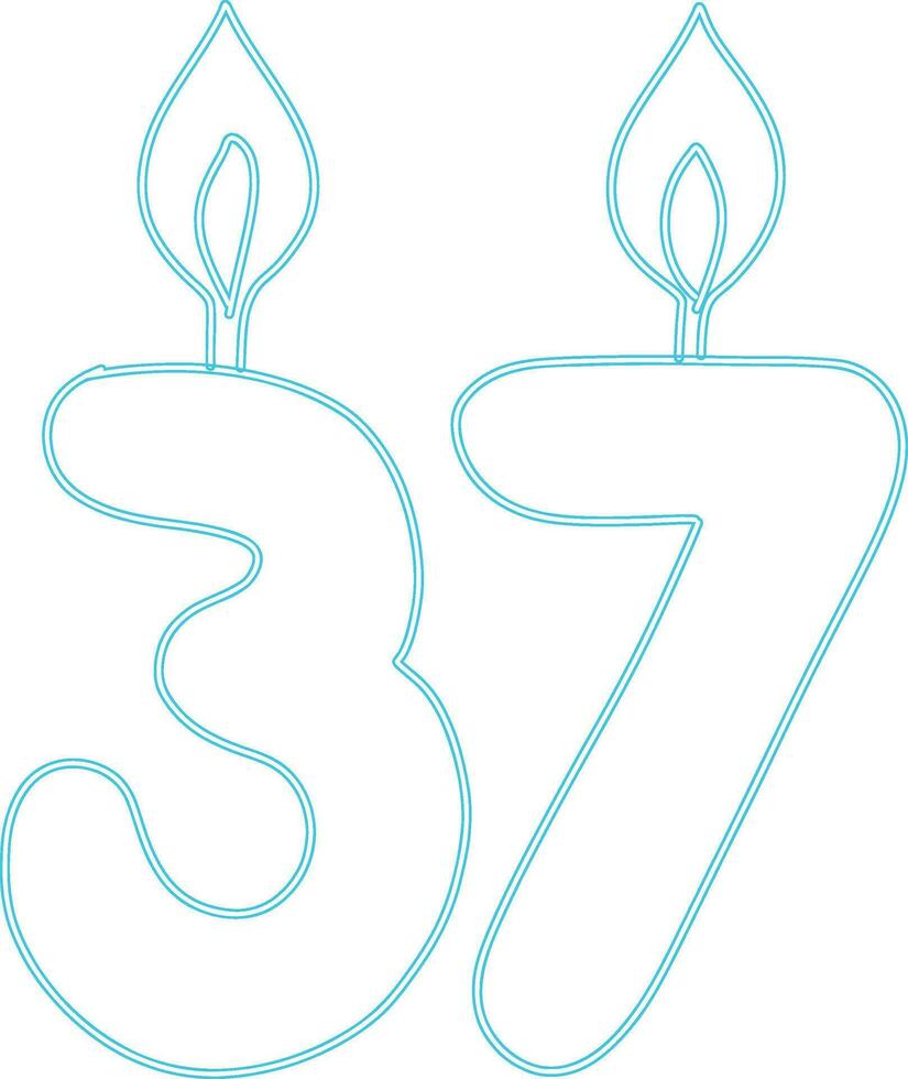 numero 37 con candela festivo design. vettore
