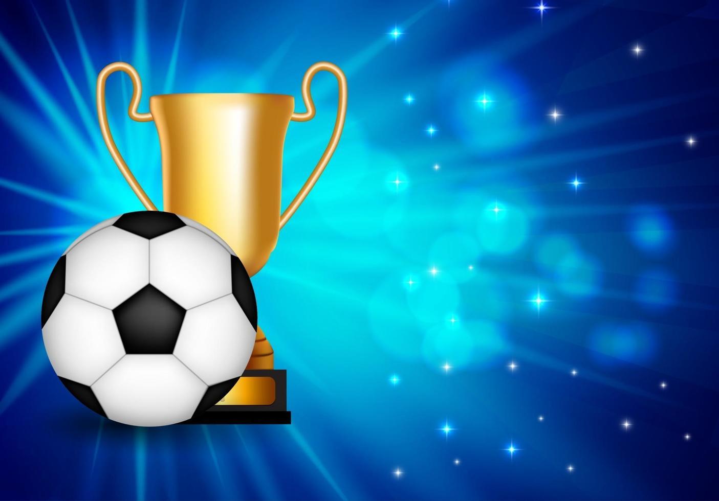 sfondo di congratulazioni vincitore con coppa d'oro e pallone da calcio vettore