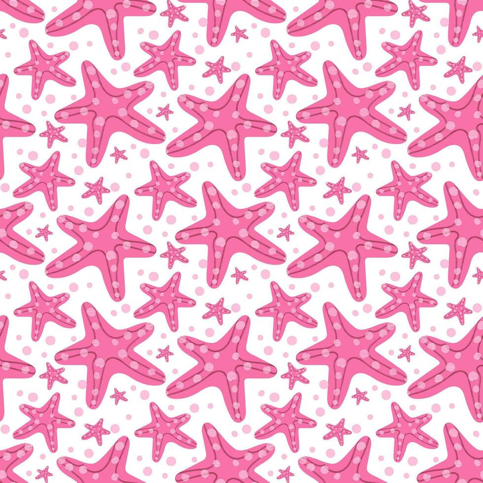 senza soluzione di continuità vettore modello con carino rosa stella marina. figli di marino illustrazione. estate disegnato a mano sfondo per confezione, involucro carta, striscione, Stampa, cartolina, regalo, tessuto, cartolina, tessile