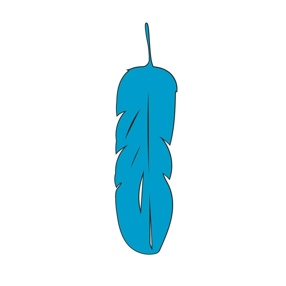 piatto styled blu piuma con nero schema vettore illustrazione per etichetta. cartone animato stile illustrazione per ragnatela grafico design e animazione.