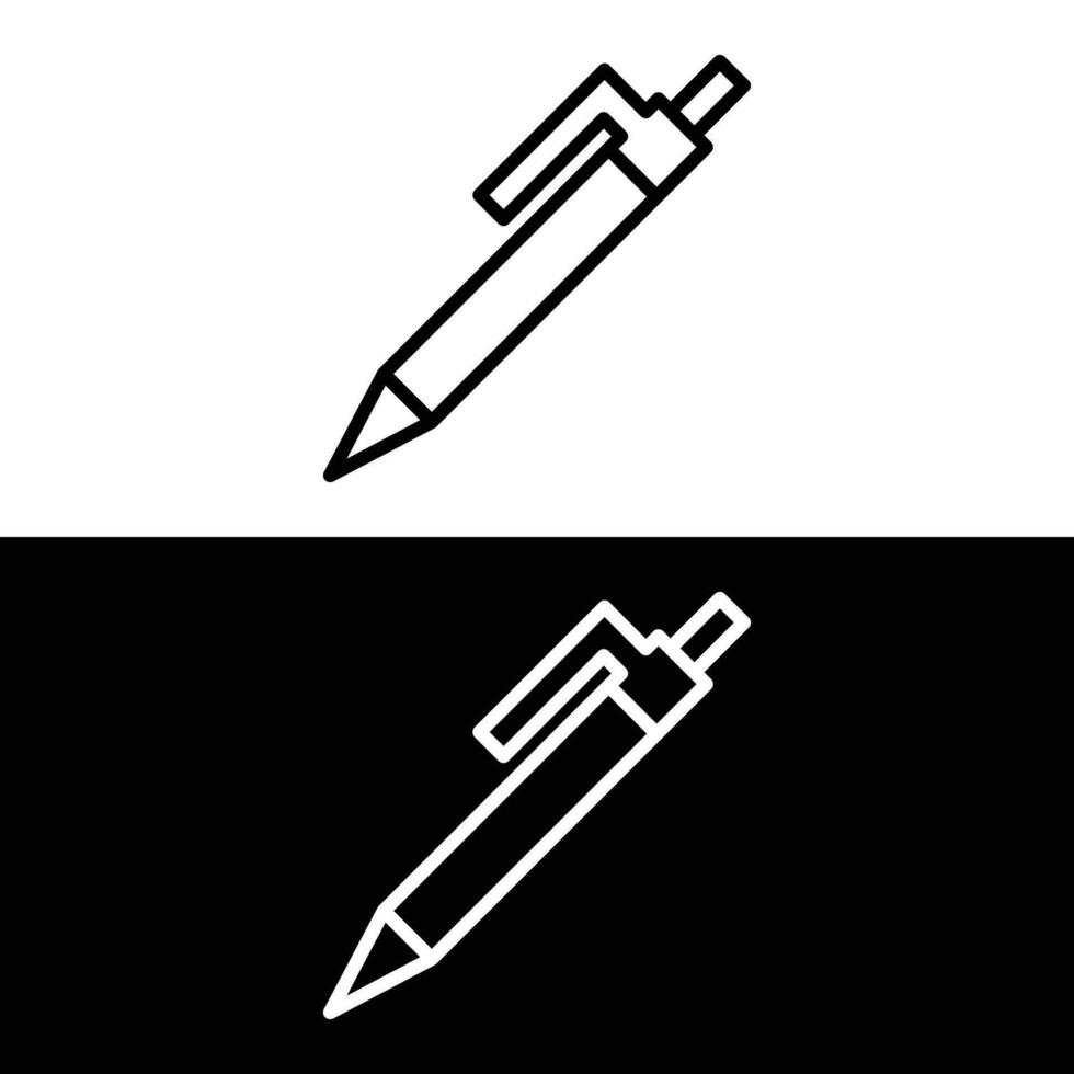 penna schema vettore logo, lineare pittogramma isolato su bianca e Nero, pixel Perfetto illustratio