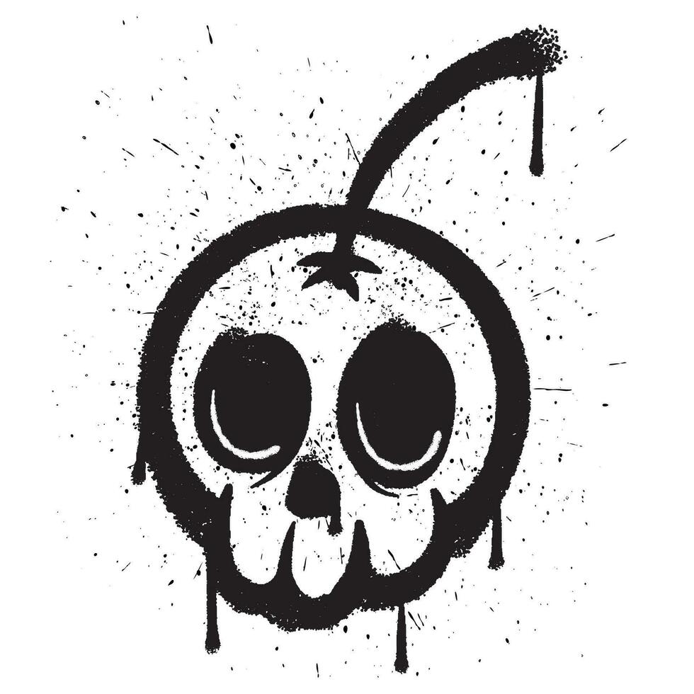 vettore graffiti spray dipingere cranio ciliegia isolato vettore illustrazione