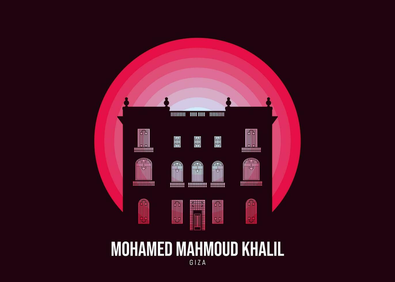 mohamed mahmud khalil.moonlight illustrazione di famoso storico, il colore tono di il leggero è basato su il ufficiale bandiera vettore eps 10.
