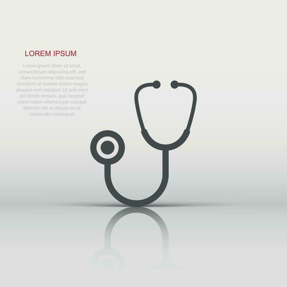 stetoscopio cartello icona nel piatto stile. medico medico vettore illustrazione su bianca isolato sfondo. ospedale attività commerciale concetto.