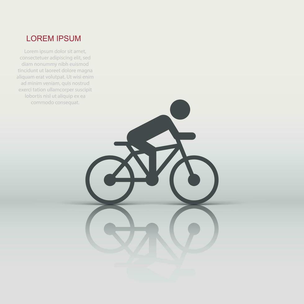 persone su bicicletta cartello icona nel piatto stile. bicicletta vettore illustrazione su bianca isolato sfondo. uomini Ciclismo attività commerciale concetto.