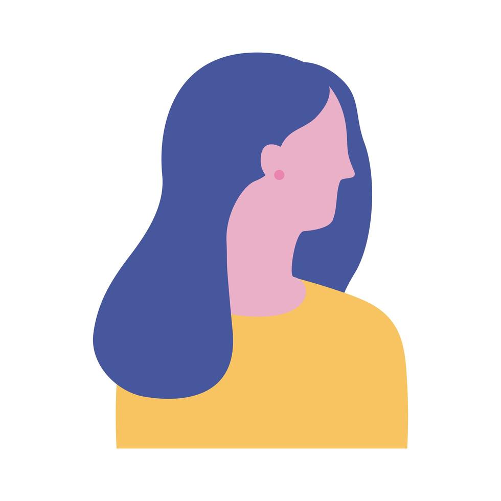 giovane donna profilo avatar carattere piatto icona di stile vettore