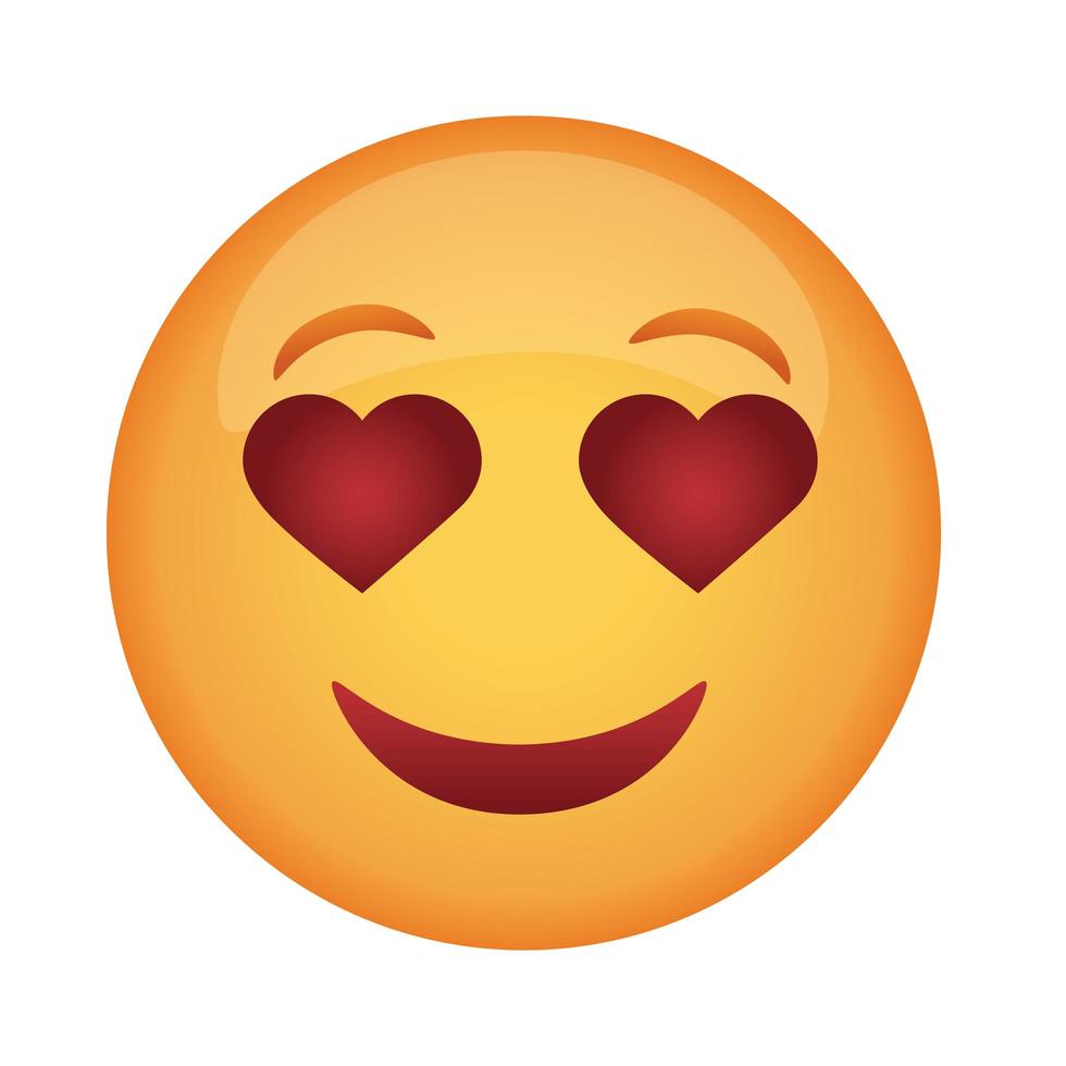 cuori occhi emoji faccia classica icona di stile piatto vettore