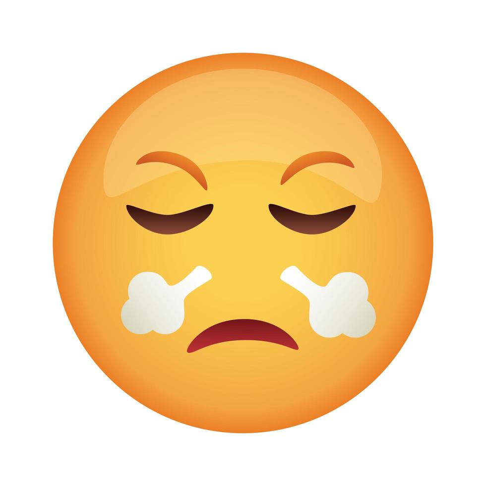 Fumo di faccia emoji arrabbiato che esce dalla sua icona di stile piatto naso vettore