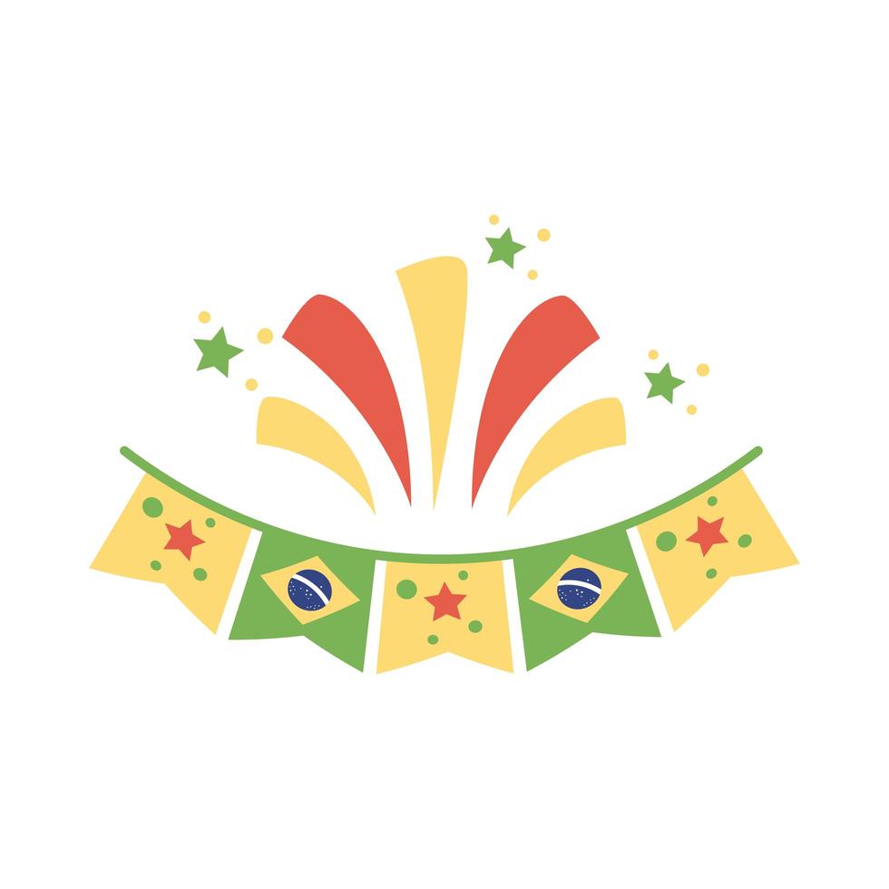 bandiere del Brasile in ghirlande icona di stile piatto vettore