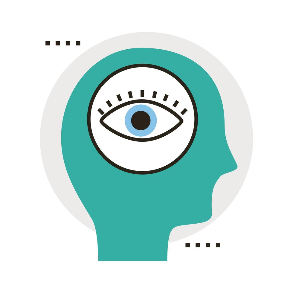 profilo umano della testa con la linea degli occhi e l'icona di stile di riempimento vettore