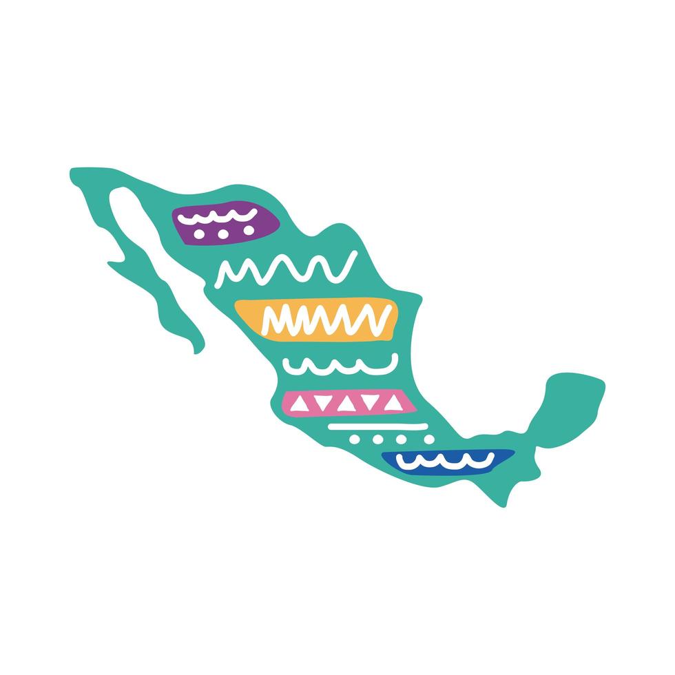 icona di stile piatto mappa del Messico vettore