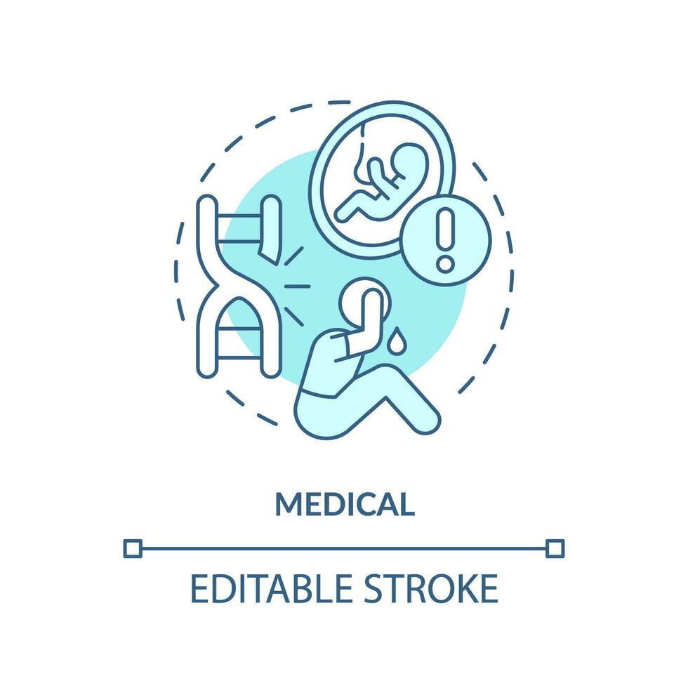 medico turchese concetto icona. Salute problema. medico diagnosi. senza figli coppia. bambino gratuito. riproduttore Salute astratto idea magro linea illustrazione. isolato schema disegno. modificabile ictus vettore