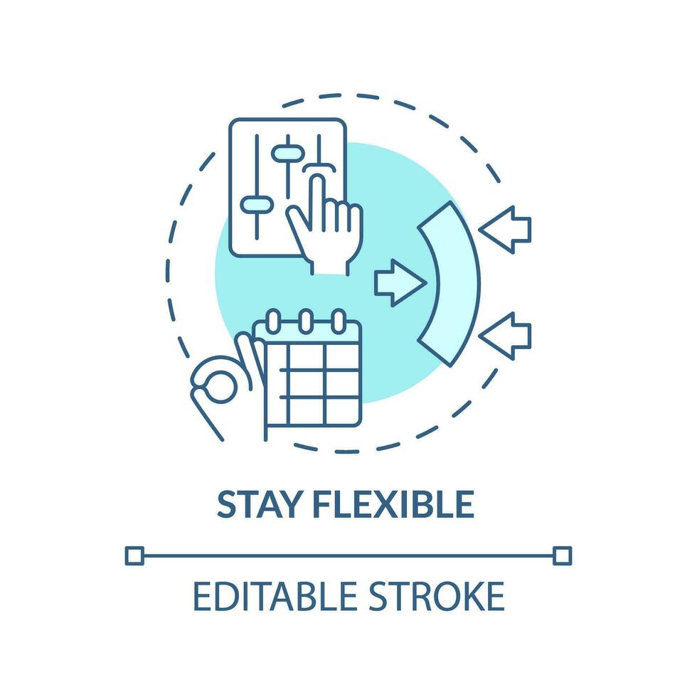 restare flessibile turchese concetto icona. cliente centrico. attività commerciale agilità. marketing strategia. modificare gestione astratto idea magro linea illustrazione. isolato schema disegno. modificabile ictus vettore