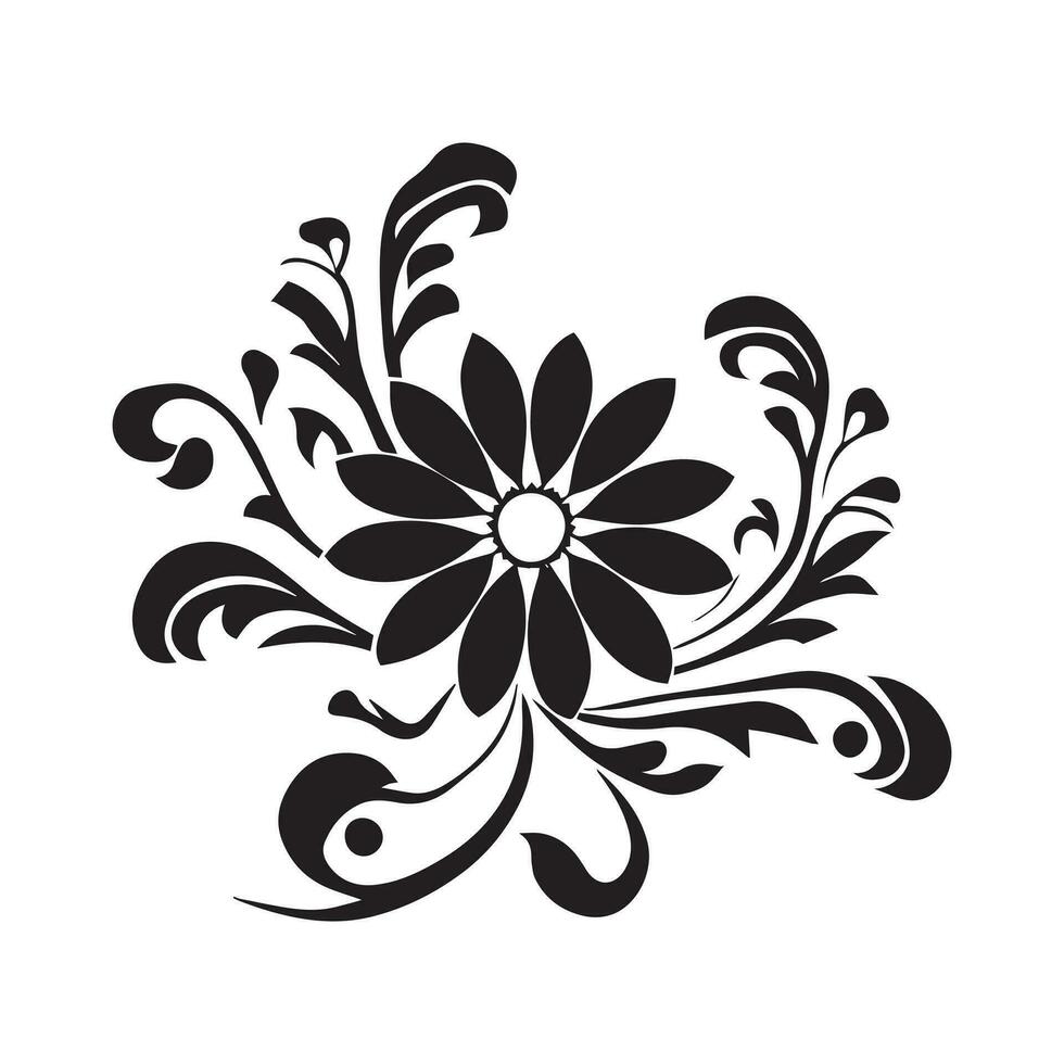 floreale fiore design vettore illustrazione nero colore