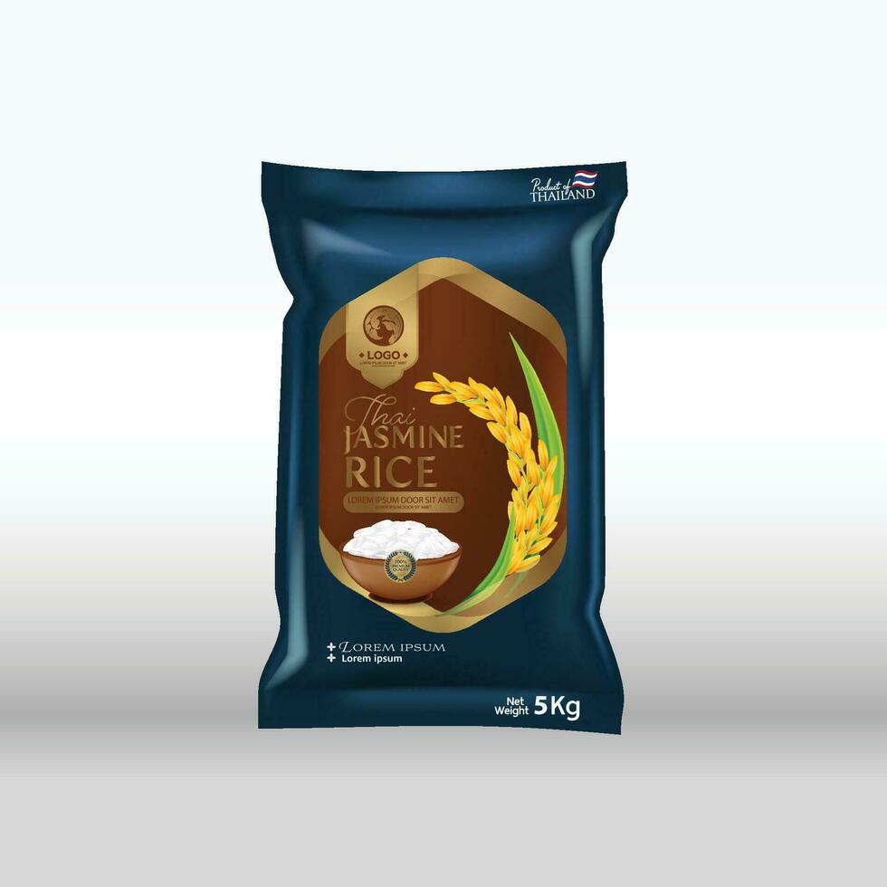 riso pacchetto mockup thailandia prodotti alimentari, illustrazione vettoriale