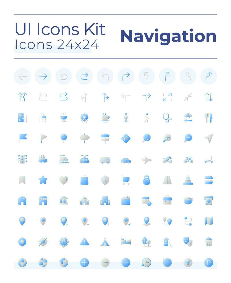 puntamento vero tempo Posizione piatto pendenza bicolore ui icone impostare. navigazione GPS attrezzo. preciso carta geografica. vettore isolato rgb pittogrammi. gui, UX design per ragnatela, mobile