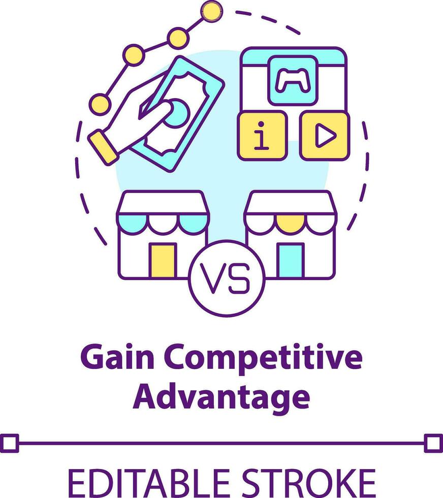 guadagno competitivo vantaggio concetto icona. cliente Fidanzamento piattaforma importanza astratto idea magro linea illustrazione. isolato schema disegno. modificabile ictus vettore