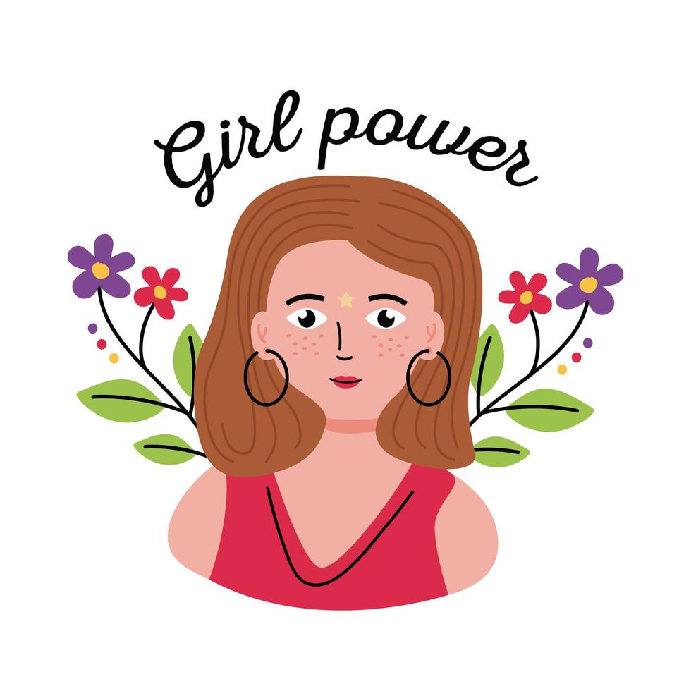 girl power woman cartoon disegno vettoriale