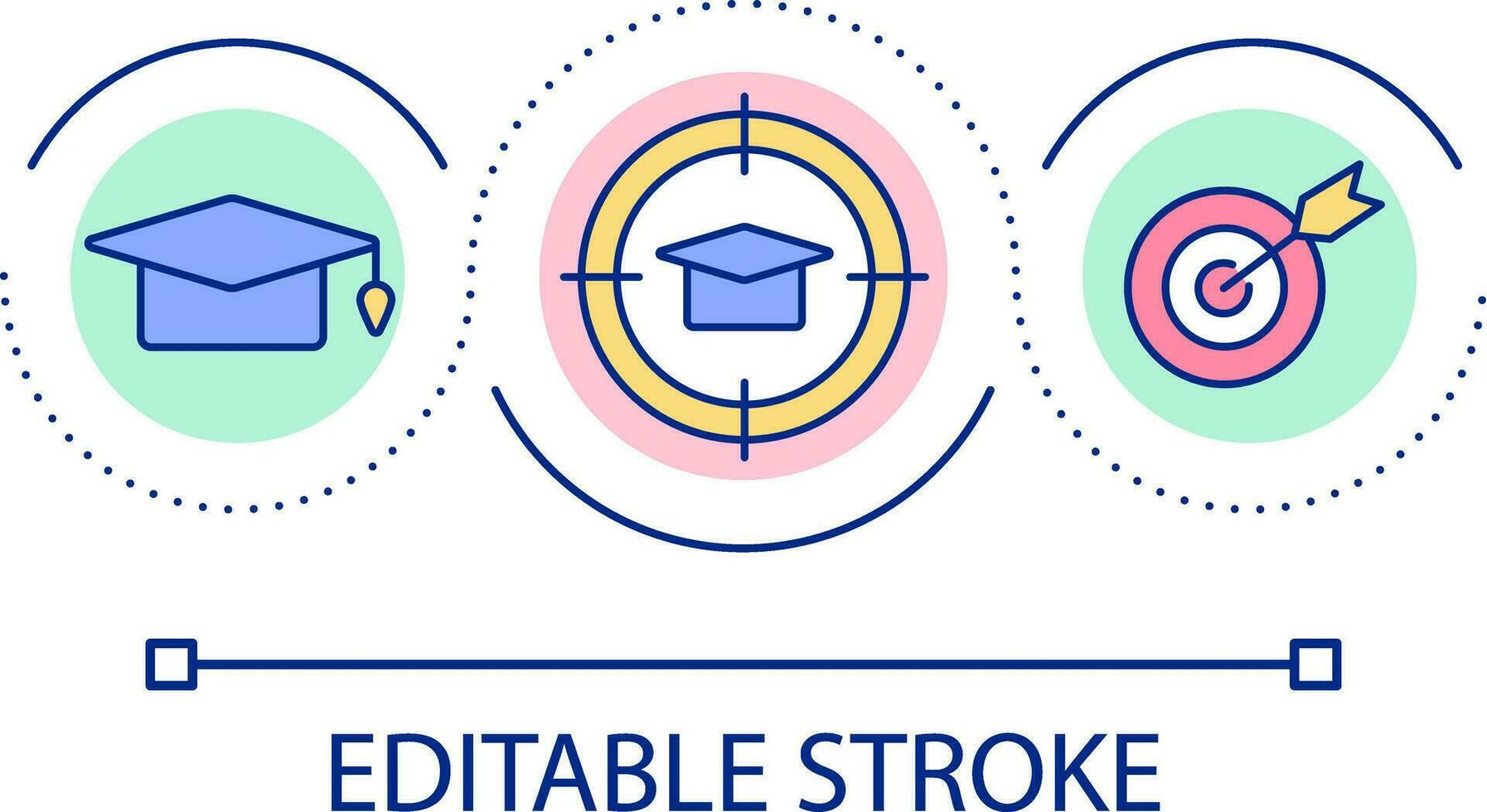 educativo obiettivi ambientazione ciclo continuo concetto icona. raggiungimento crescita nel apprendimento astratto idea magro linea illustrazione. accademico successo. isolato schema disegno. modificabile ictus vettore