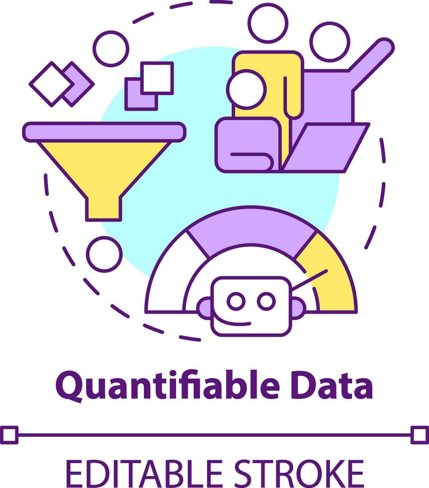 quantificabile dati concetto icona. automazione. vantaggio di digitale Fidanzamento astratto idea magro linea illustrazione. isolato schema disegno. modificabile ictus vettore