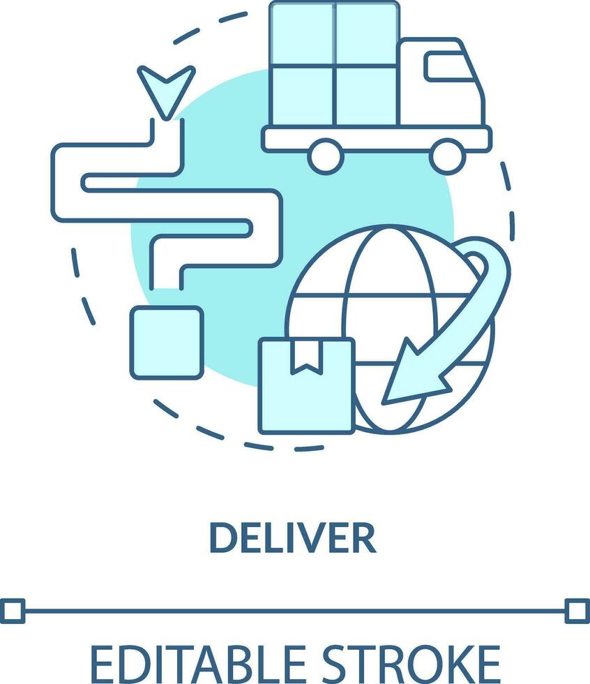 consegnare turchese concetto icona. trasporto. componente di fornitura catena gestione astratto idea magro linea illustrazione. isolato schema disegno. modificabile ictus vettore