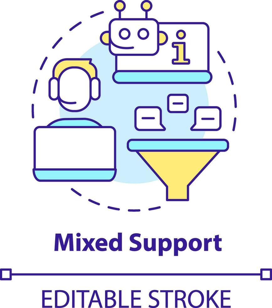 misto supporto concetto icona. chatbot, chiamata centro. cliente Fidanzamento piattaforma caratteristica astratto idea magro linea illustrazione. isolato schema disegno. modificabile ictus vettore